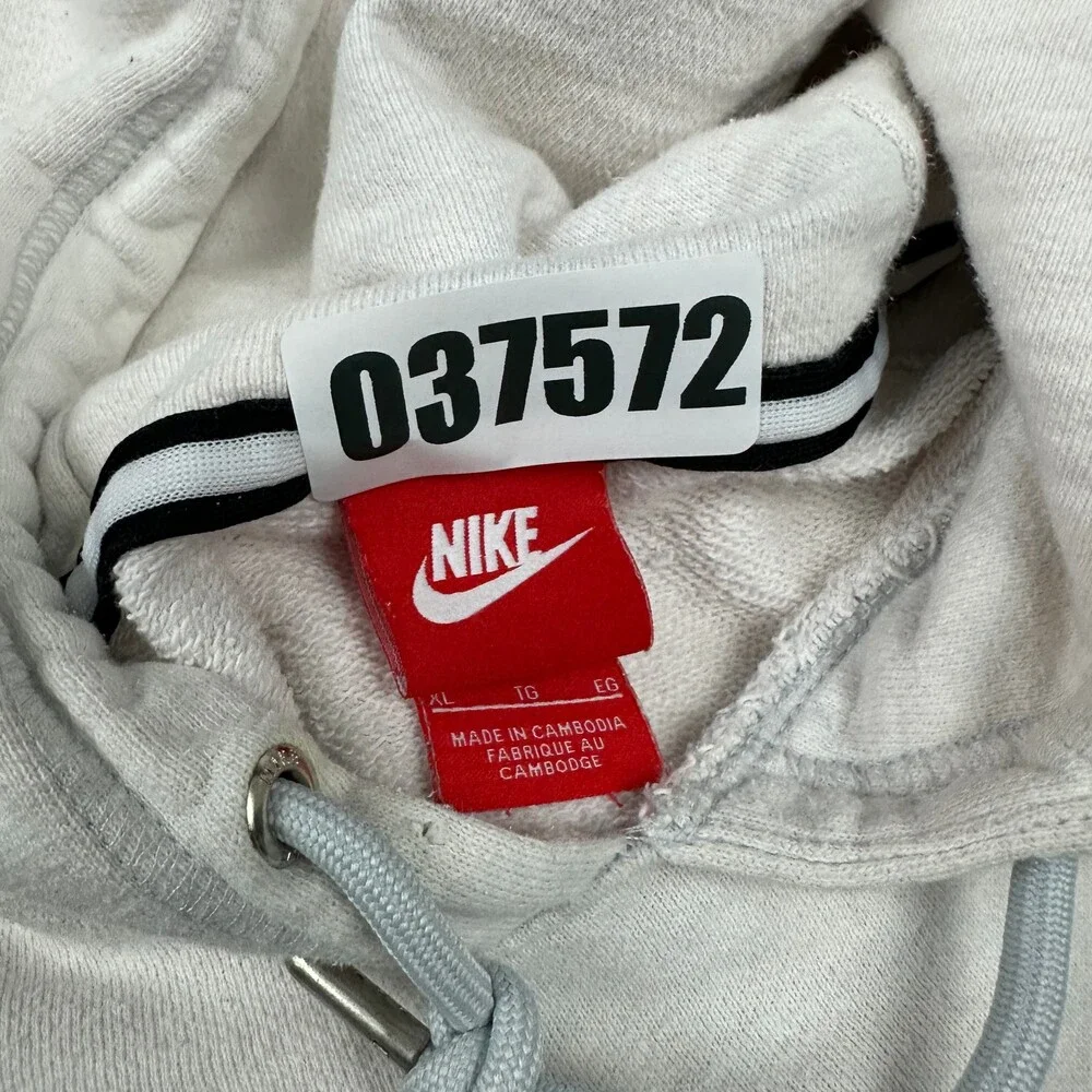 Nike Hoodie Men Extra Large Beige Solid Spell Out Pullover Sweatshirt Swoosh XL